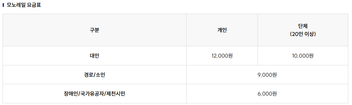 청풍호 모노레일 예약, 가격 알아보기