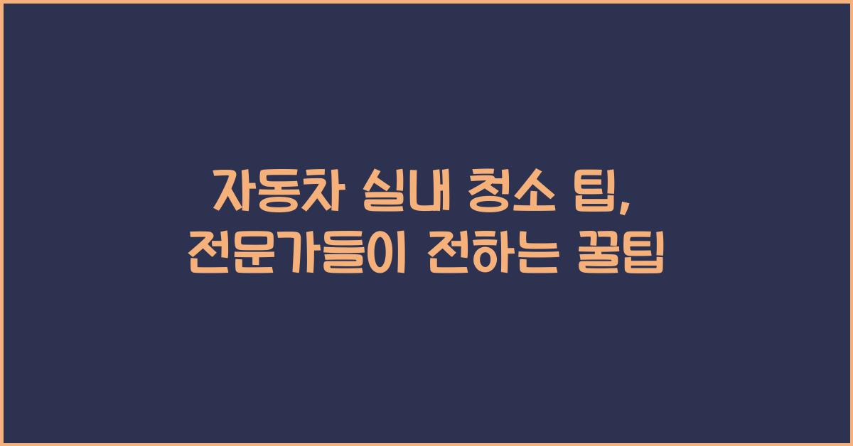 자동차 실내 청소 팁