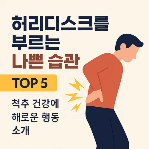 허리디스크 원인을 설명하는 나쁜 습관 인포그래픽
