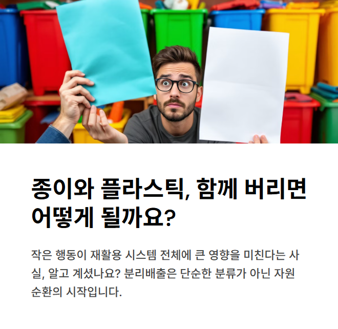 기후행동 기회소득 l 퀴즈 : 종이와 플라스틱을 함께 버려도 재활용하는 데 문제가 없다.