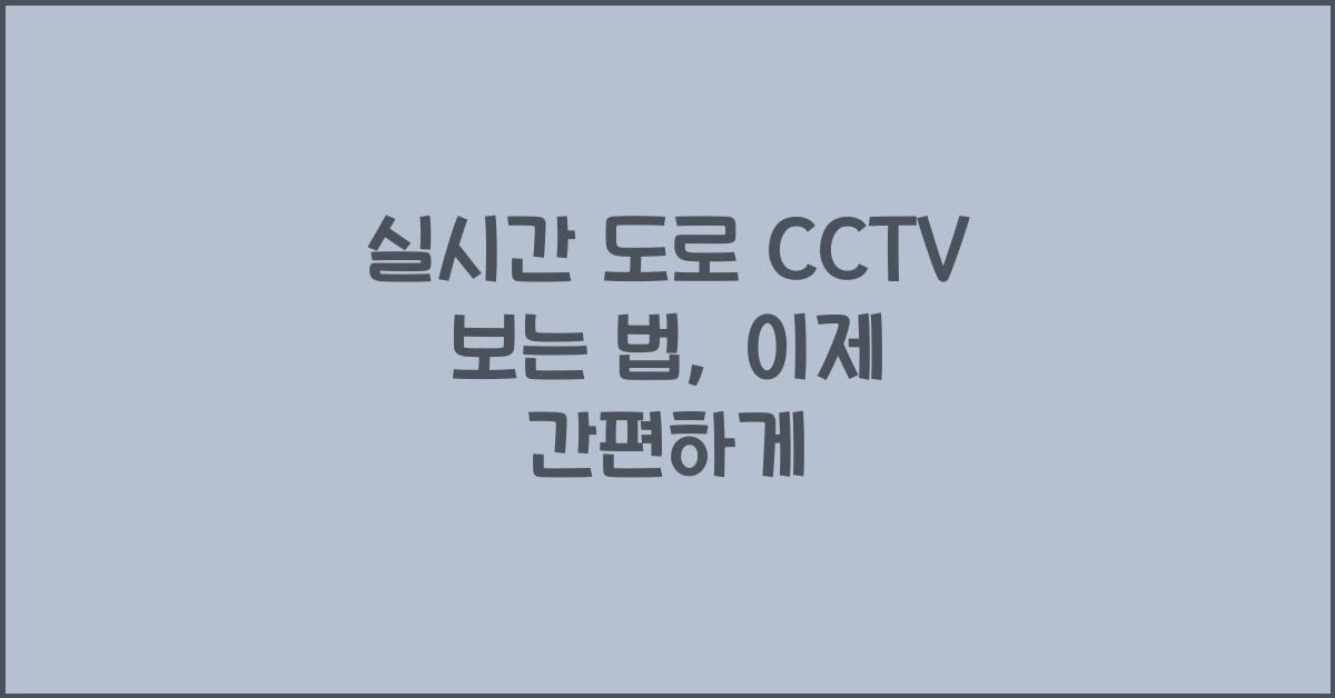 실시간 도로 cctv 보는 법