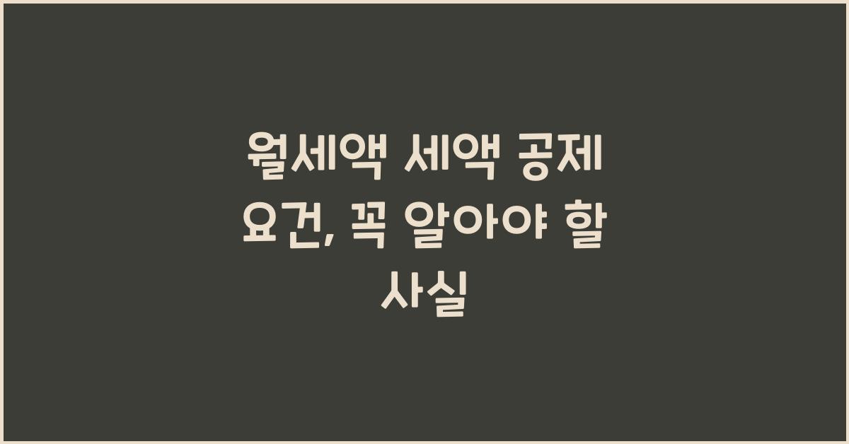 월세액 세액 공제 요건