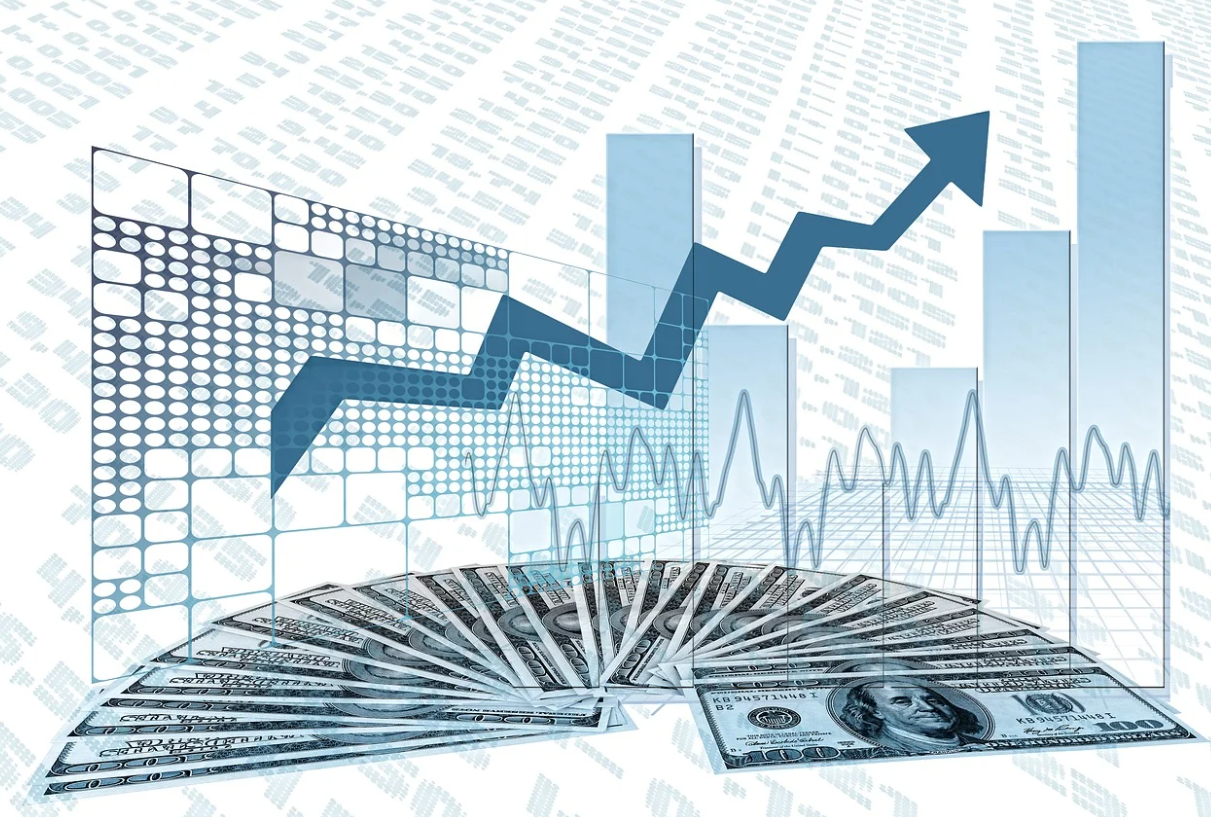 달러와 상승 그래프