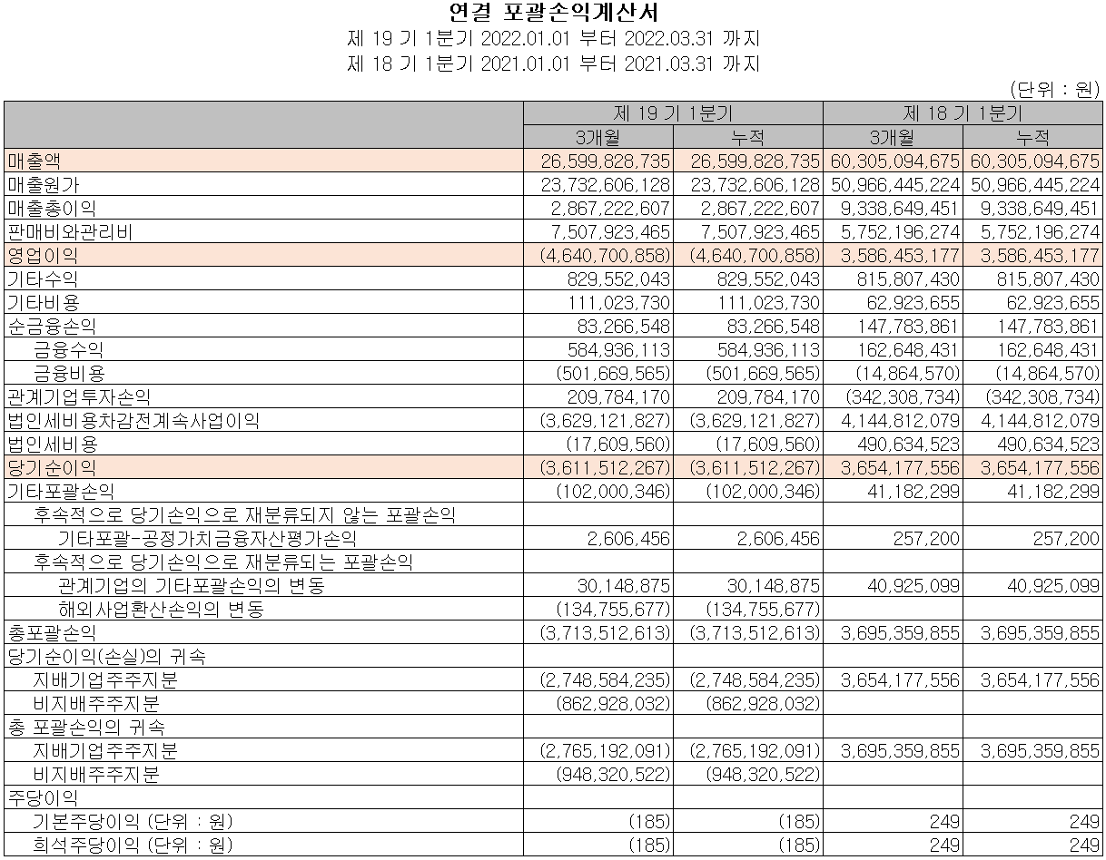 원익피앤이 - 손익계산서