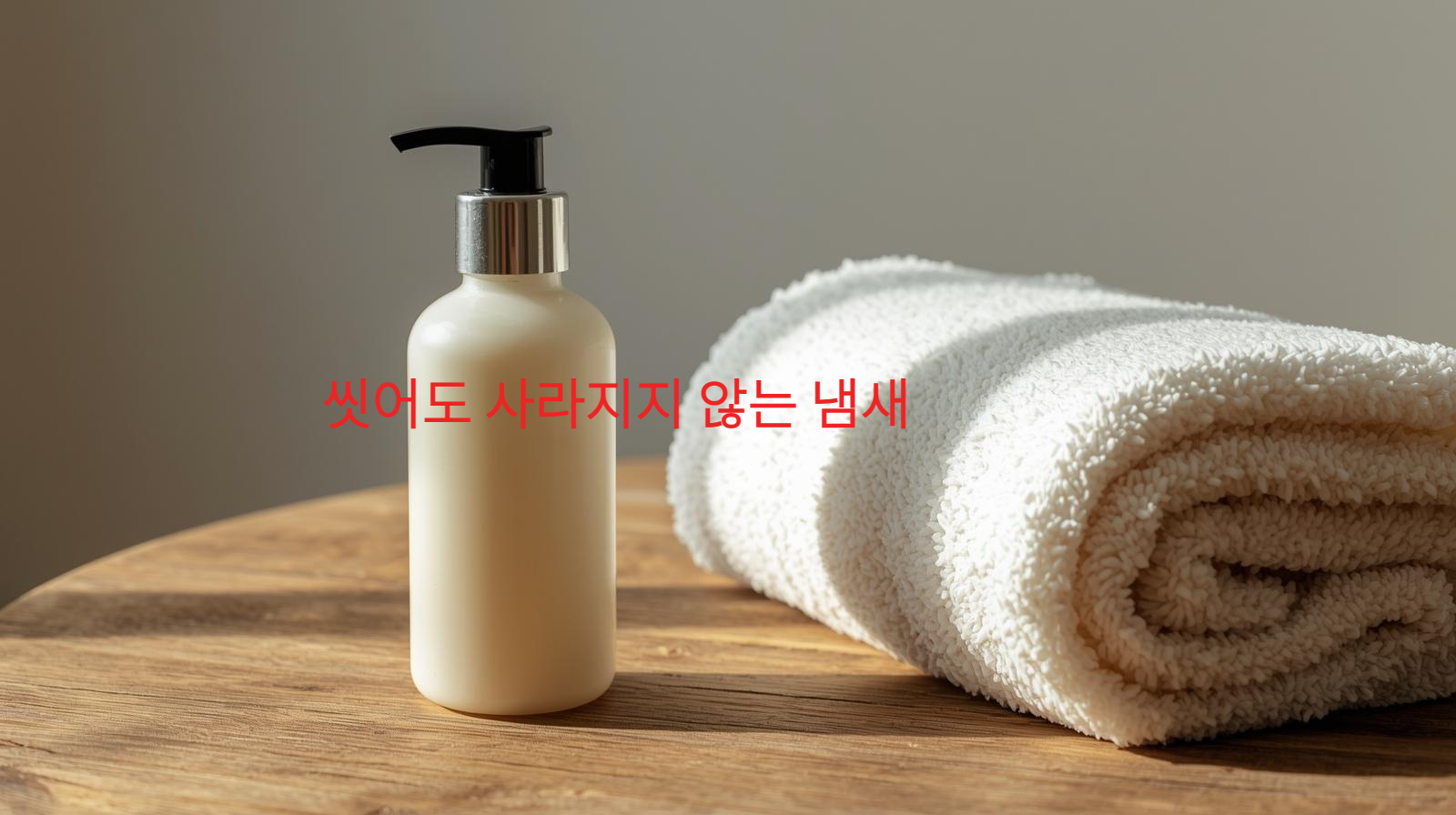 보습제와 수건이 놓인 일상적인 위생 루틴 장면