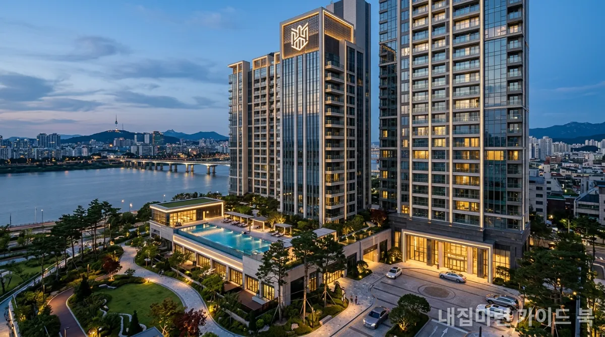 브랜드 가치가 돋보이는 고급 민간분양 아파트 전경