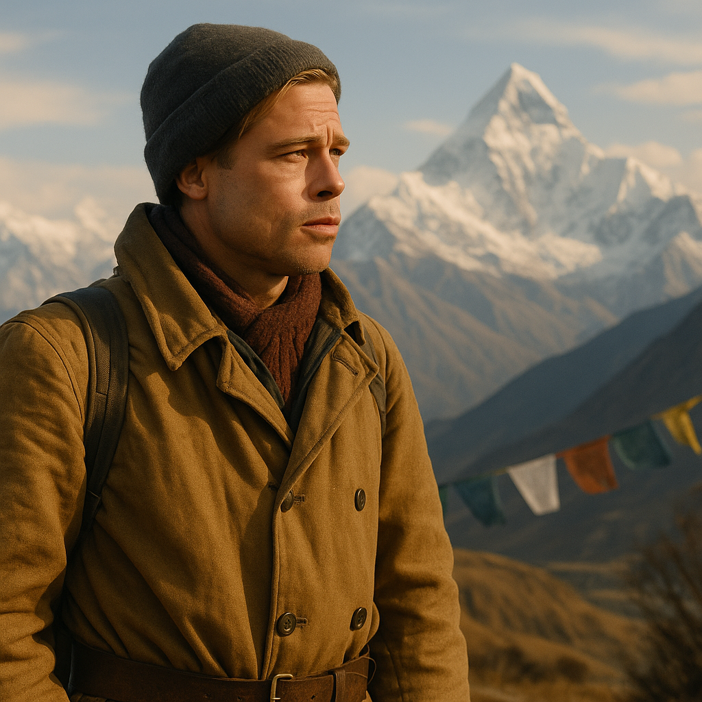 티벳을 배경으로 주인공이 어딘가를 근심어린 표정으로 바라보고 있다. 이는 영화의 배경이 되는 티벳과 이곳에서 내면의 충돌을 겪는 주인공을 의미한다.