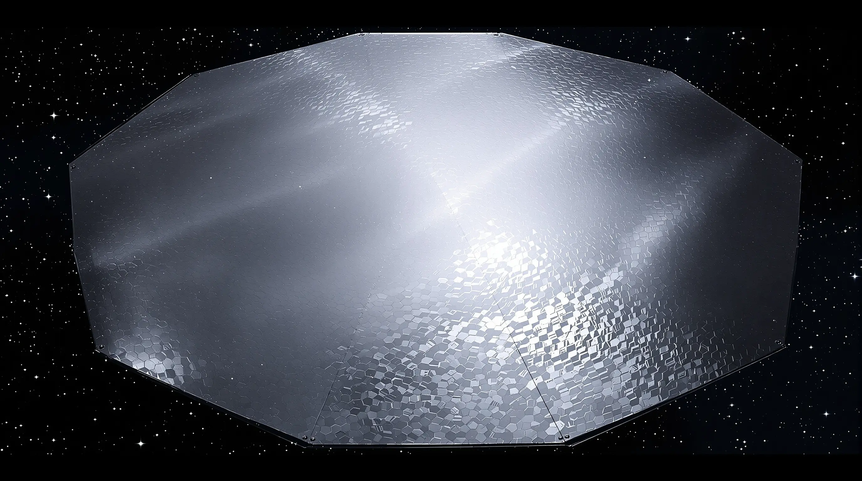 육각형 패널로 구성된 우주 망원경 거울을 보여주는 이미지