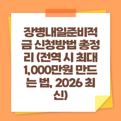 장병내일준비적금 신청방법 총정리 (전역 시 최대 1,000만원 만드는 법, 2026 최신)