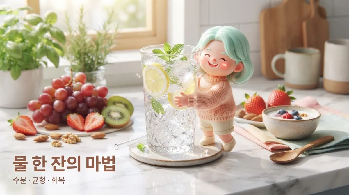 수분 섭취와 올바른 음주 습관을 보여주는 라이프스타일 이미지