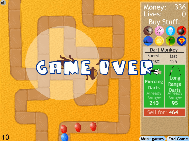 풍선타워디펜스2-플래시게임-종료-화면