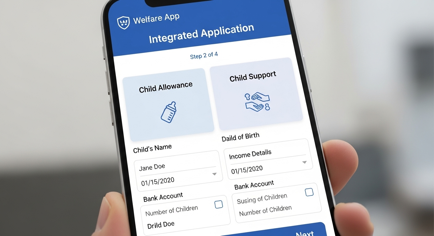 복지로 앱을 통한 아동수당 및 양육 지원금 통합 신청 화면
