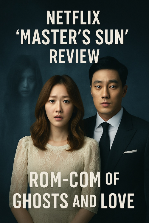 남,녀 주인공 뒤에 귀신이 두 주인공을 어두운 질투심의 표정으로 바라보고 있는 모습