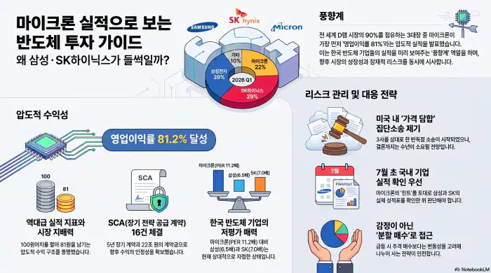 마이크론 실적으로 보는 반도체 투자 가이드 인포그래픽 이미지