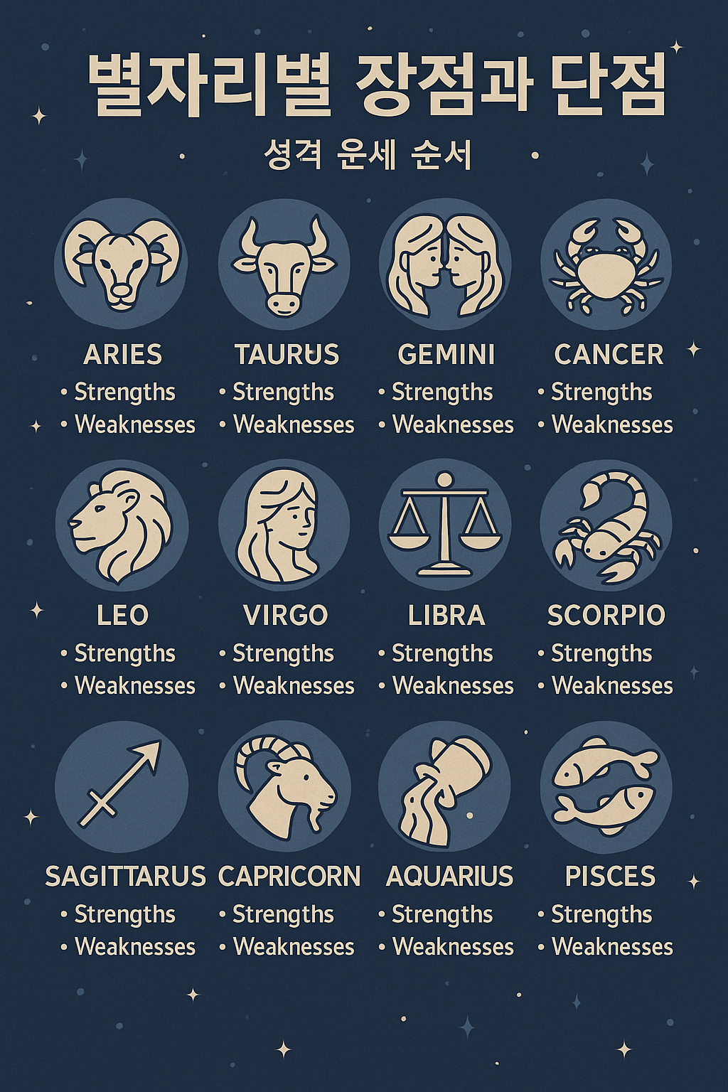 별자리별 장점과 단점 이미지