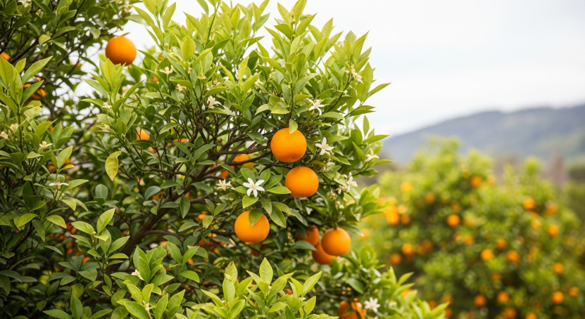 할머니댁 마당의 오렌지 나무