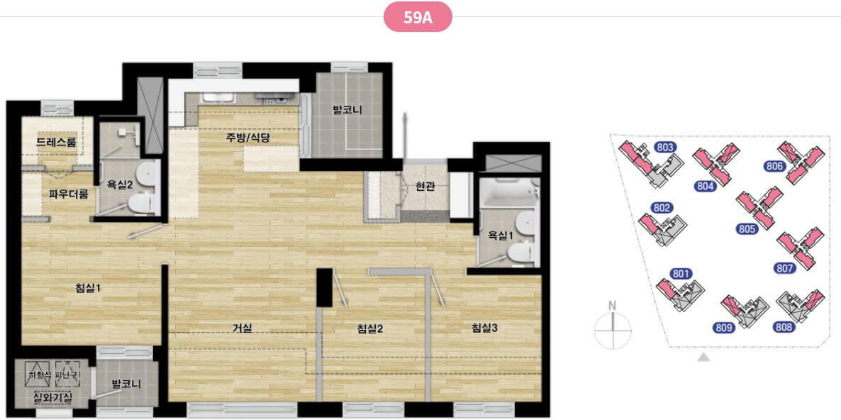 부천 대장 A8 59A 평면도
