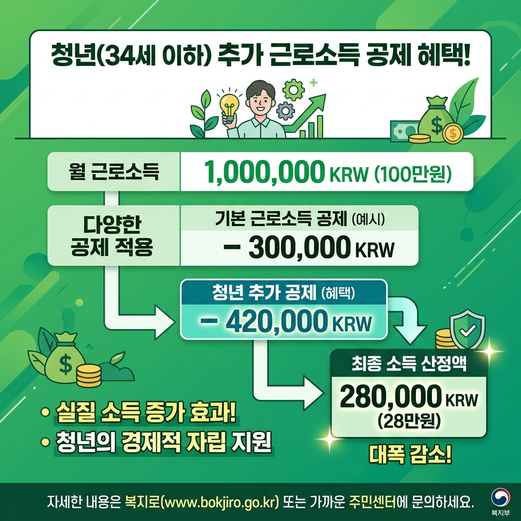 청년 수급자 근로소득 추가공제 꿀팁 카드