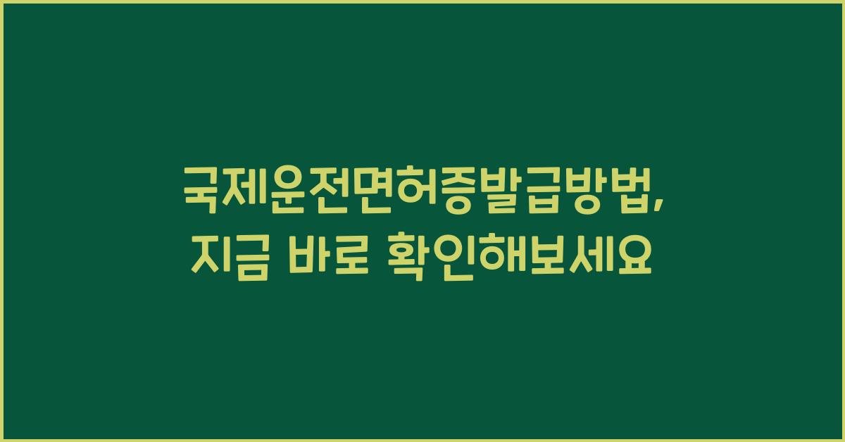 국제운전면허증발급방법