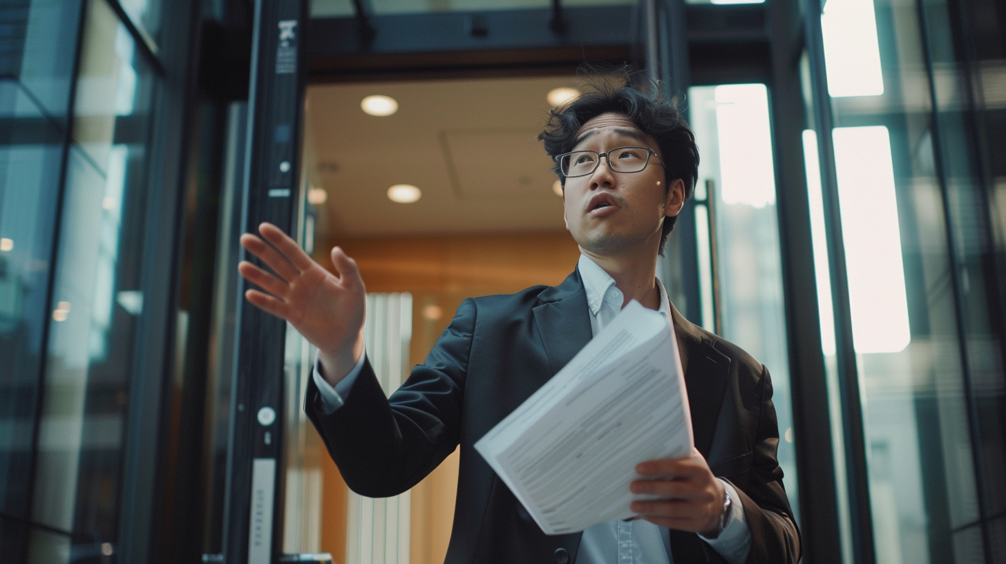 계약서를 들고 있는 직장인 사진