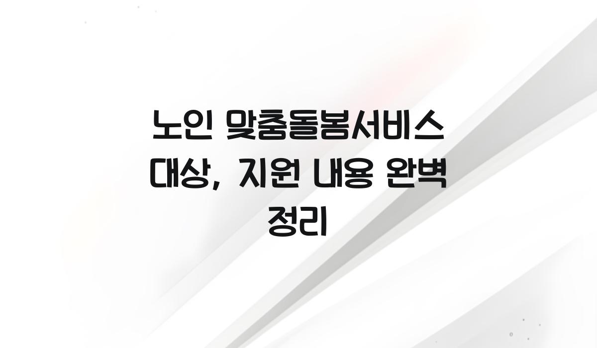 노인 맞춤돌봄서비스 대상