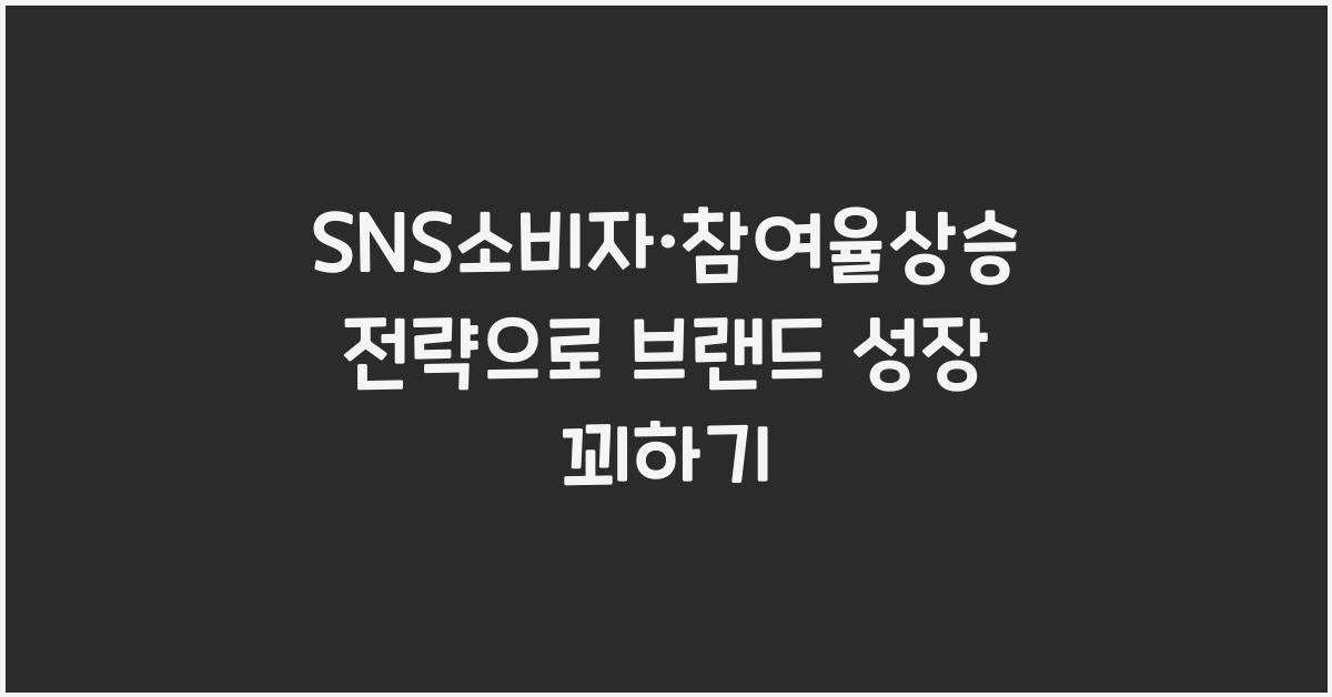 SNS소비자·참여율상승전략