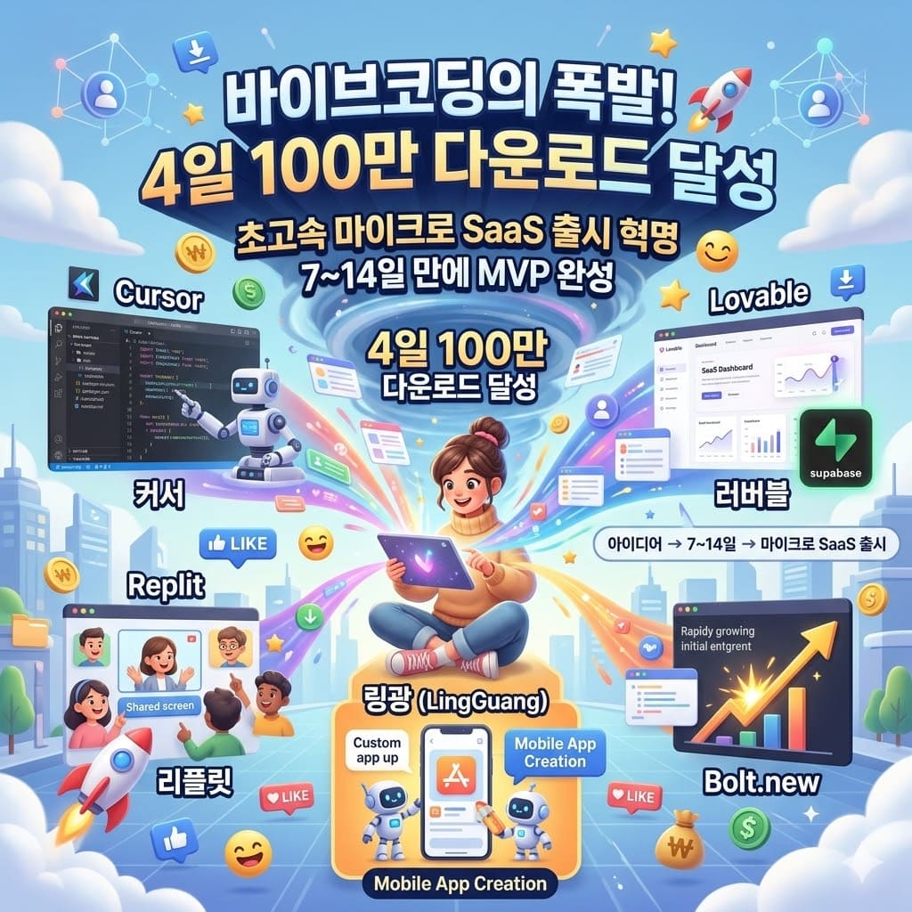 바이브코딩의 폭발: 4일 100만 다운로드가 증명한 "개발 민주화"