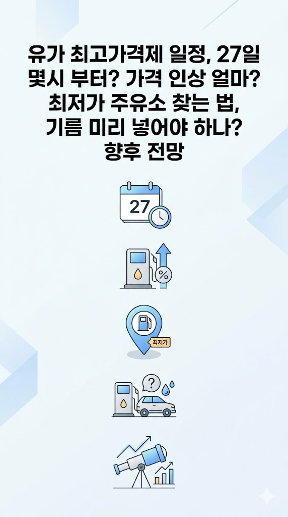 유가 최고가격제 일정, 27일 몇시 부터? 가격 인상 얼마? 최저가 주유소 찾는 법, 기름 미리 넣어야 하나? 향후 전망