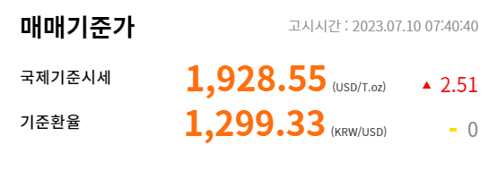 매매 기준가 금시세