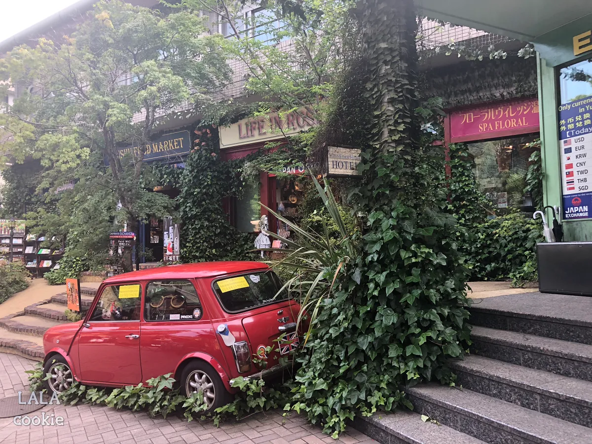 후쿠시마-유후인-가볼만한-곳-플로랄빌리지-후기-귀여운-외제차-빨간색