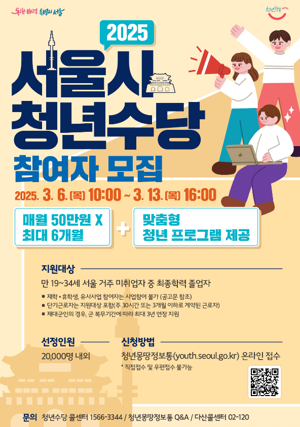 서울시 청년수당 월50만원 참여자 모집