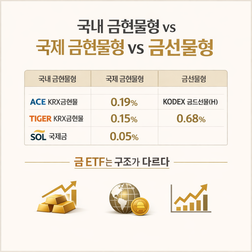 한국 금 ETF 비교 총정리 2026, 현물형&middot;선물형 차이와 대표 상품 한눈에 보기 썸네일