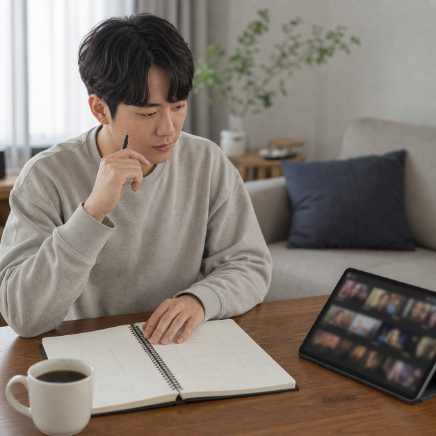 유튜브프리미엄할인 내용을 확인하는 한국인 실사 이미지 1