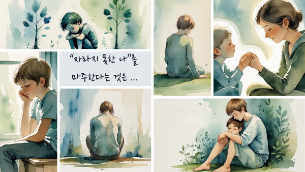 &lsquo;자라지 못한 나&rsquo;를 마주한다는 것은 곧 나의 상처와 마주한다는 것입니다에 관한 그림