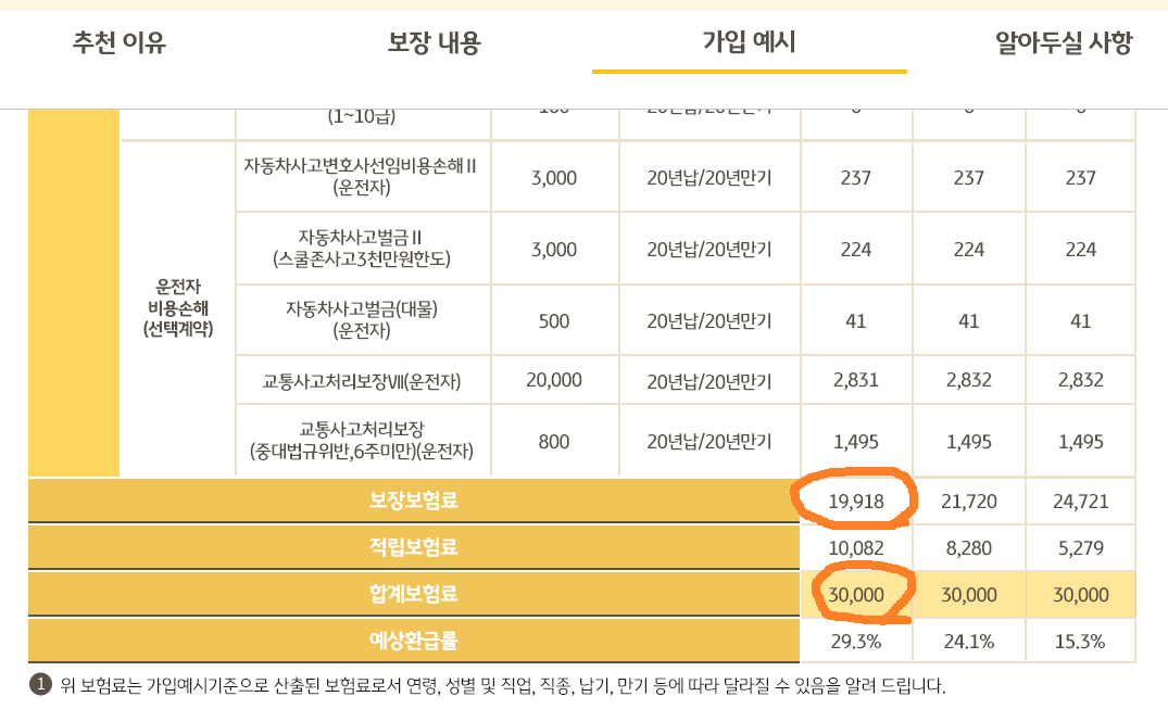 합계보험료 3만원