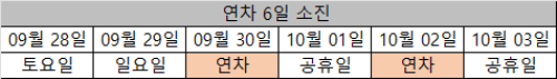 국군의 날 이틀 연차 사용 예시
