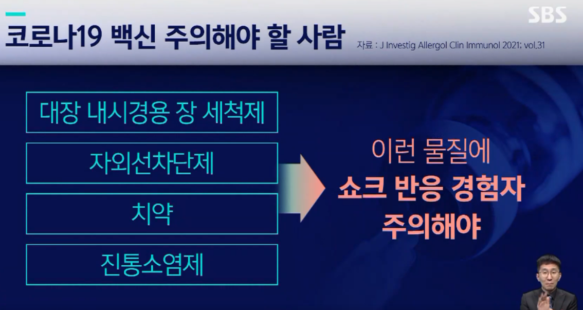 코로나 백신 주의해야할 사람