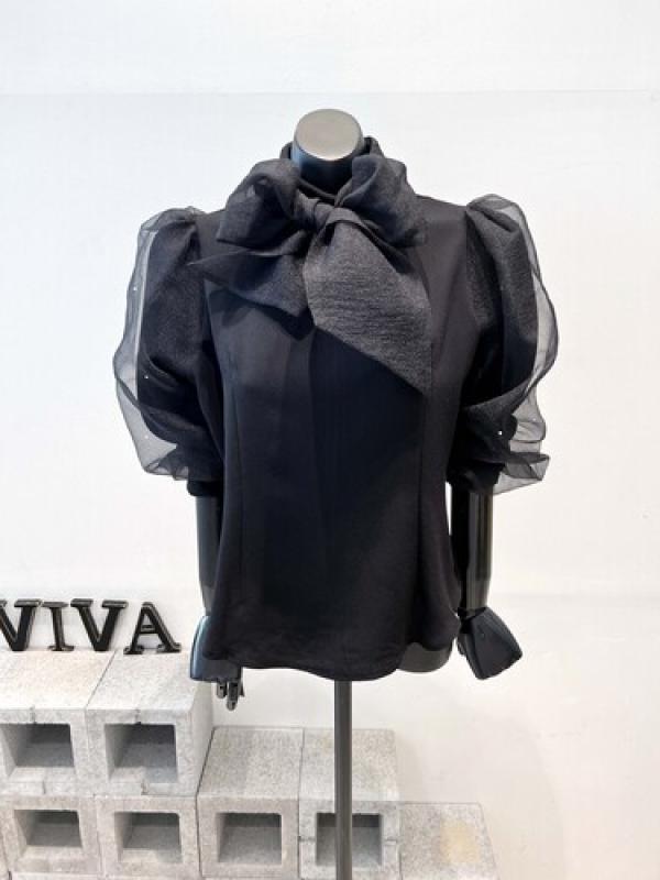 비바 VIVA 22FW 노방큐빅 타이 벌룬 블라우스