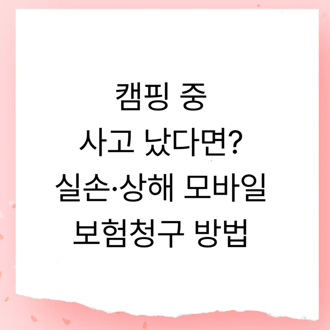 캠핑 중 사고 났다면? 실손·상해 모바일 보험청구 방법 총정리