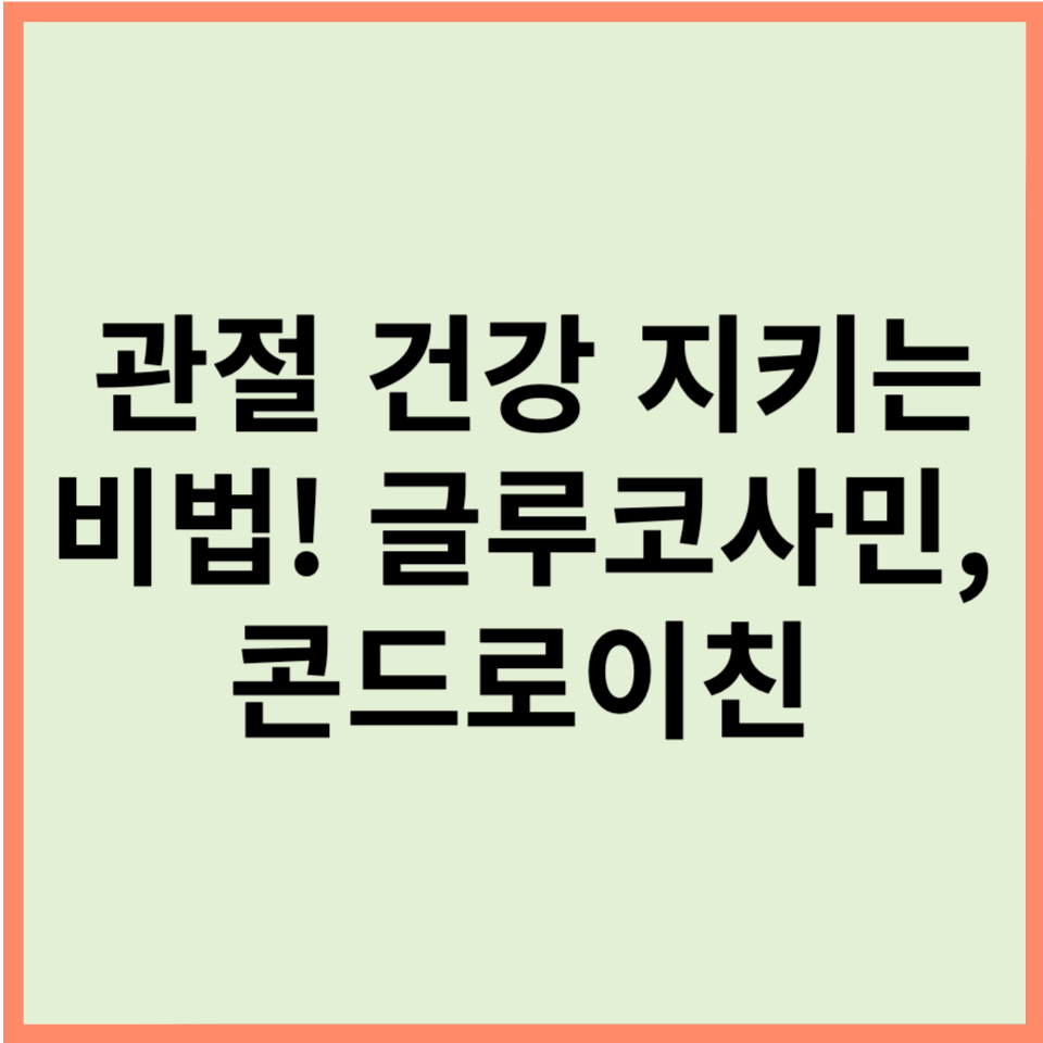 관절 건강 필수템! 글루코사민, 콘드로이친, MSM 효능