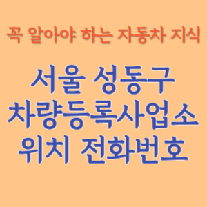 서울 성동구 자동차등록사업소 차량등록사업소 홈페이지 위치 전화번호 찾기
