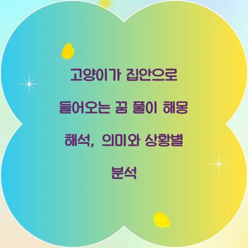 고양이가 집안으로 들어오는 꿈 풀이 해몽 해석