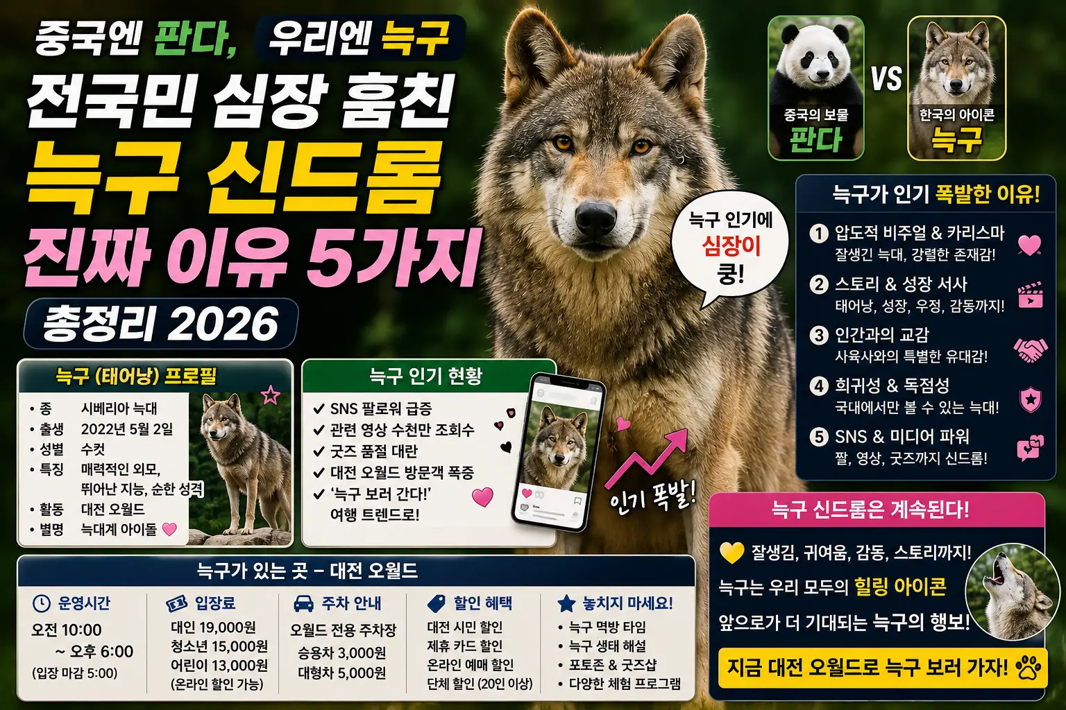 중국엔 판다, 우리엔 늑구 &mdash; 전국민 심장 훔친 늑구 신드롬의 진짜 이유 5가지 총정리 2026