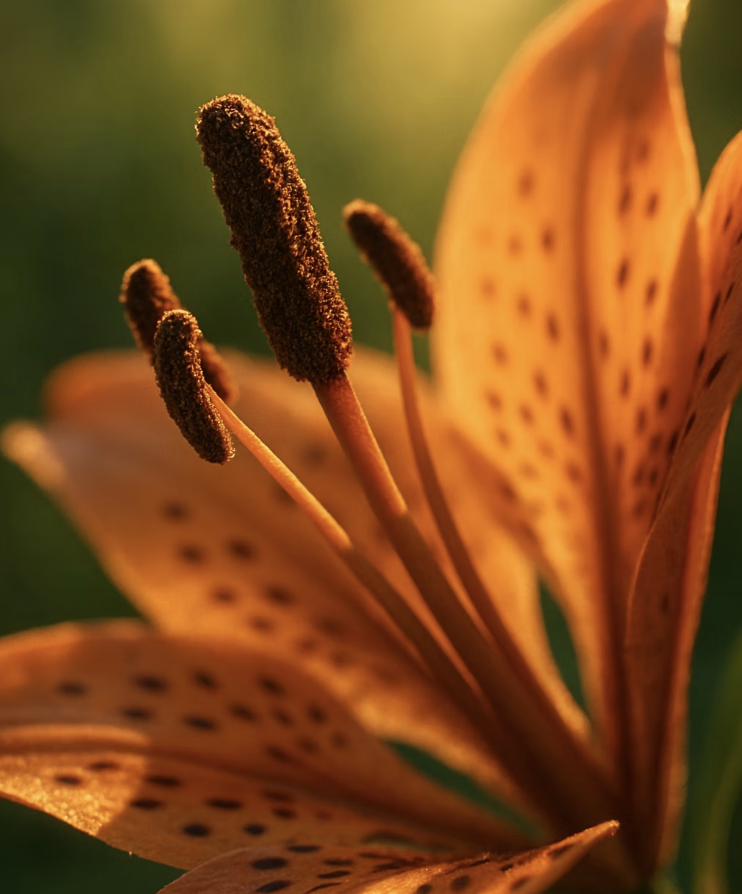 참나리의 꽃가루는 무겁고 끈적해요