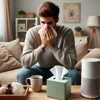 알레르기 비염으로 고생하는 모습