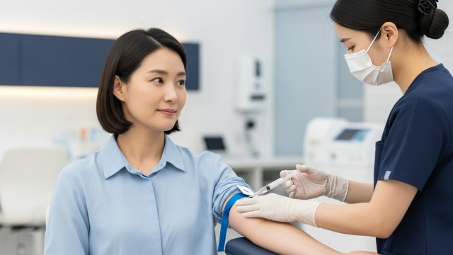 고지혈증 증상 채혈검사 장면