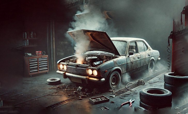 엔진 문제 많은 중고차 이미지