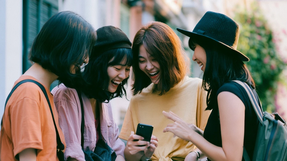 여행을 마치고 웃으며 대화하는 동행자들