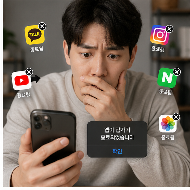 iOS 26.5 앱 튕김 문제를 단계별로 진단하는 사용자의 확인 과정