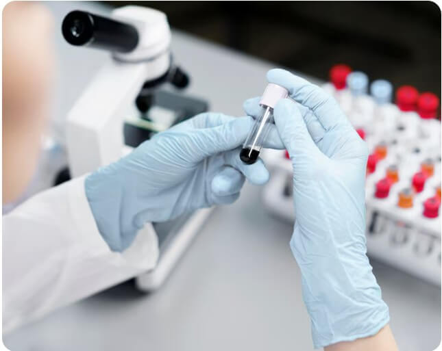 혈액을 검사하는 간호사